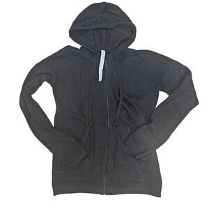 Lululemon Black Cashmere Blend Full Zip Hooded Sweatshirt sz 4 Athletic Basic